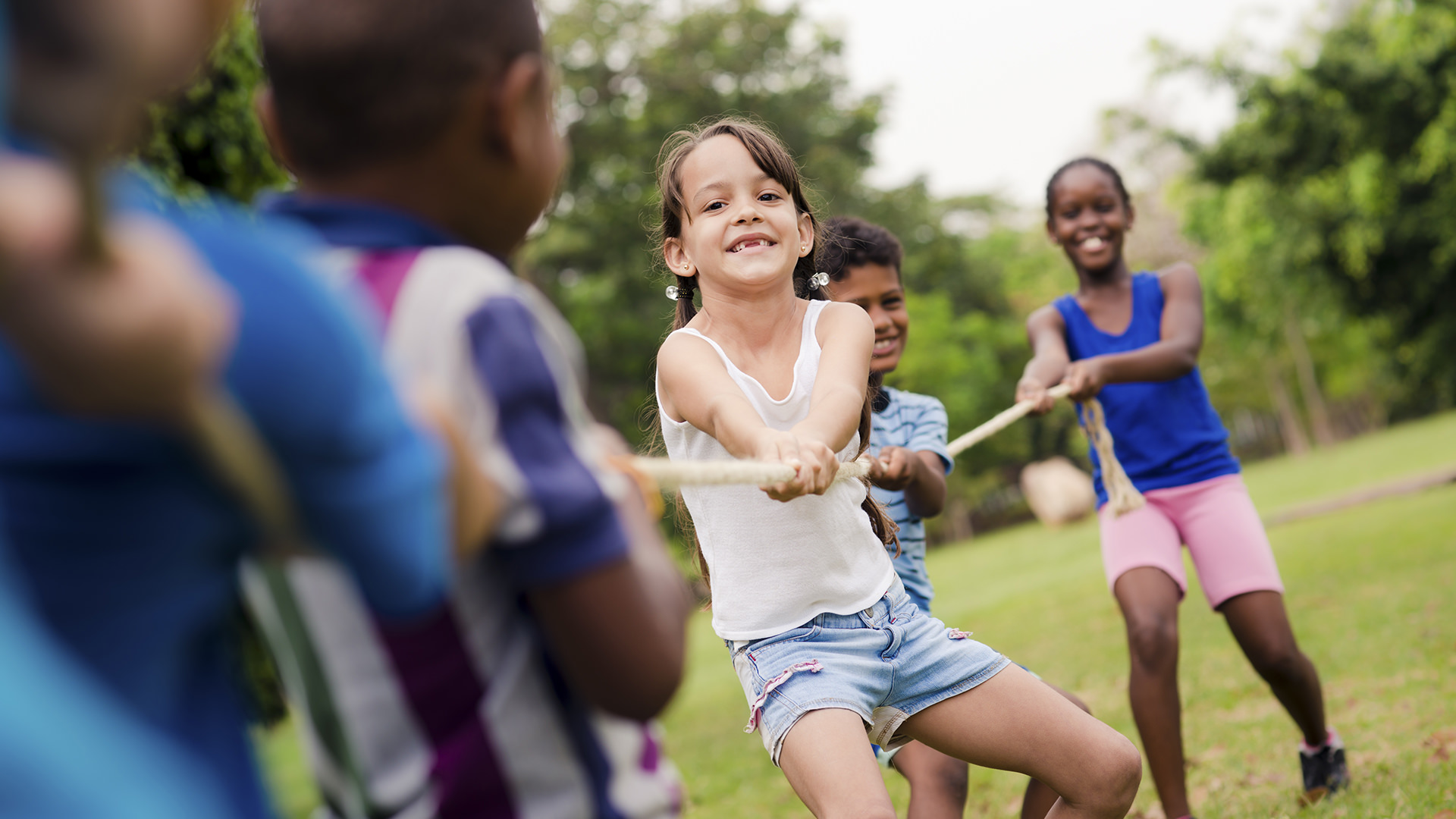 Kids playing tug-of-war