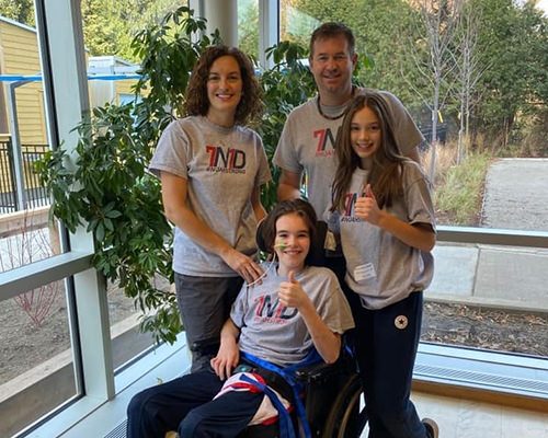 Noah-Dugas-with-Family-1 Noah with his family at the hospital during his stay there